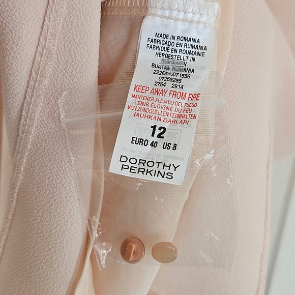 Dorothy Perkins Blush Pink Embellished Shift Dress | Flutter Sleeve |‎ US 8 - Picture 5 of 8